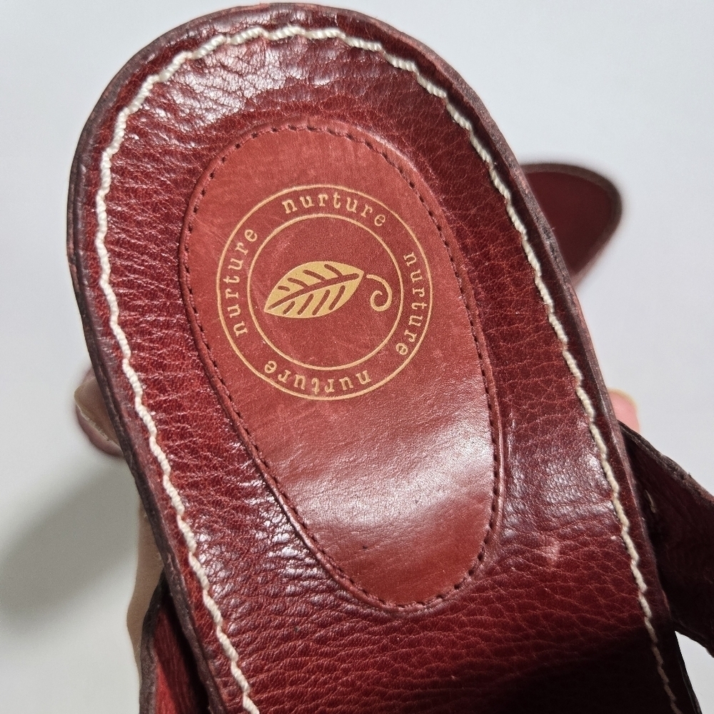 Nurture red leather slip on heeled sandals braided like new sz 8.5 - Picture 3 of 5